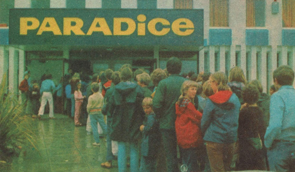People queuing at the opening of Paradice in the 70s